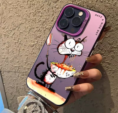 Personalized graffiti Cartoon Cat Phone Case For iPhone