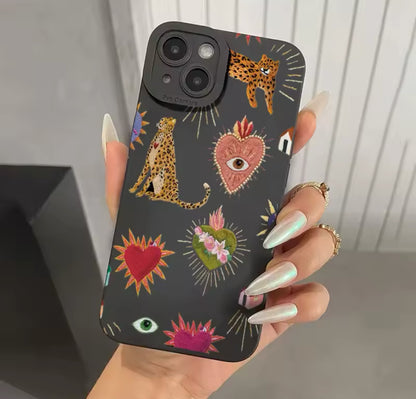 For iPhone 16 Pro Case Floral Leopard Eyes Silicone Phone Case For iPhone