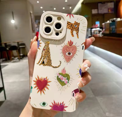 For iPhone 16 Pro Case Floral Leopard Eyes Silicone Phone Case For iPhone