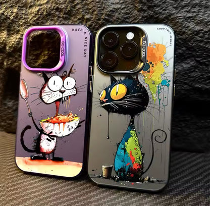 Personalized graffiti Cartoon Cat Phone Case For iPhone