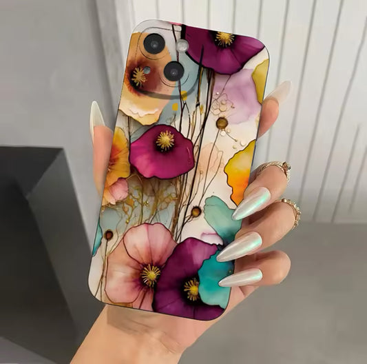 Vintage Floral Pattern Soft TPU Protective Phone Case for iPhone