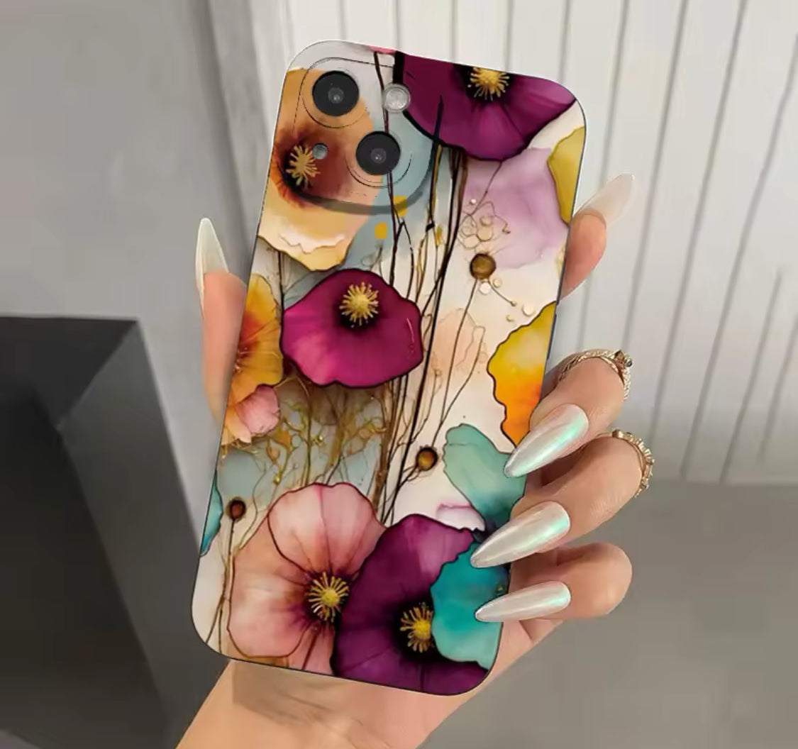 Vintage Floral Pattern Soft TPU Protective Phone Case for iPhone