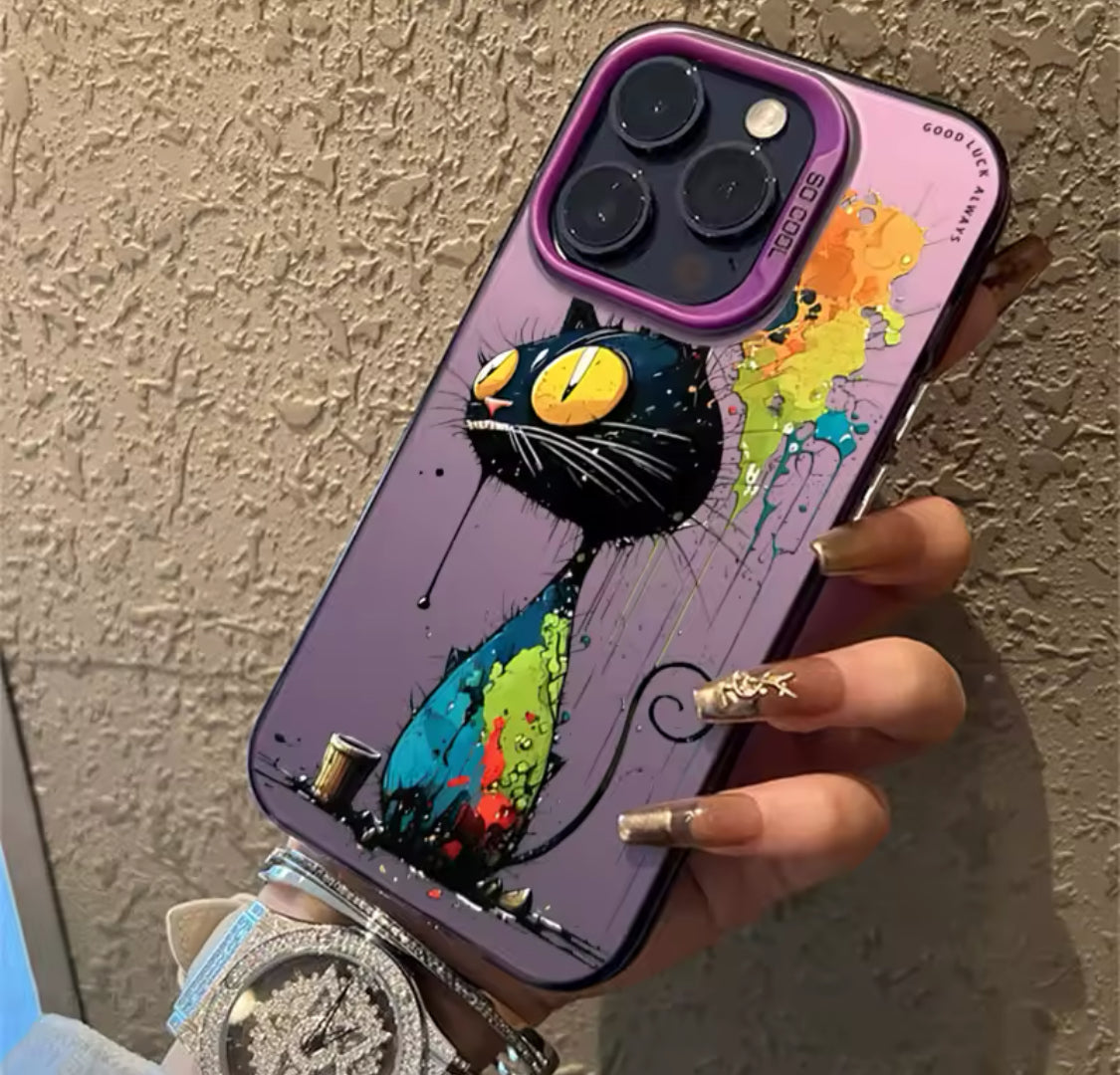 Personalized graffiti Cartoon Cat Phone Case For iPhone