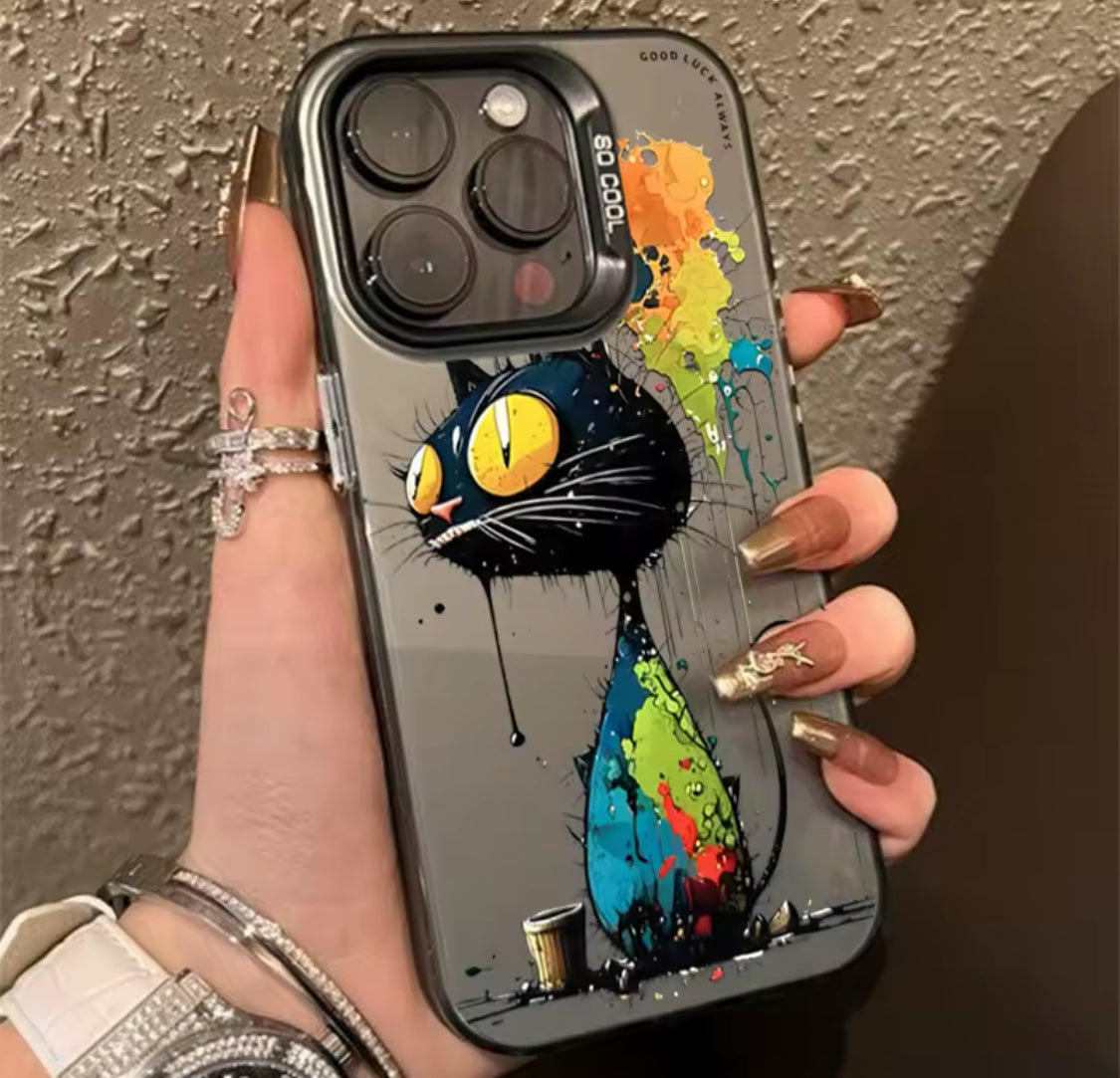 Personalized graffiti Cartoon Cat Phone Case For iPhone