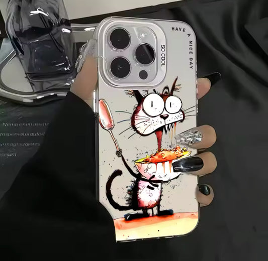 Personalized graffiti Cartoon Cat Phone Case For iPhone