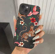 For iPhone 16 Pro Case Floral Leopard Eyes Silicone Phone Case For iPhone