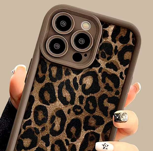 Winter Leopard Print Phone Chain Case For iPhone