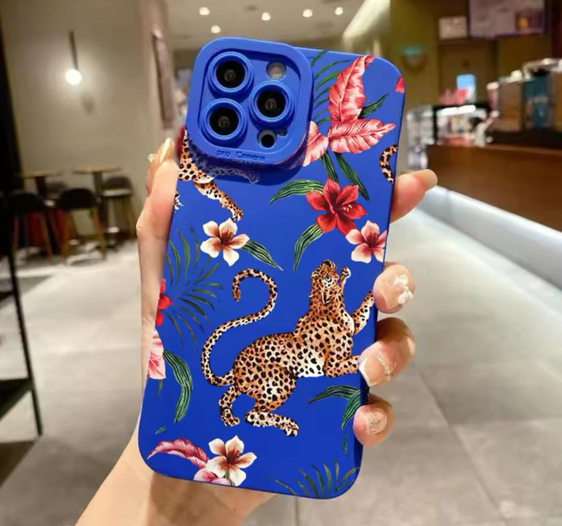 For iPhone 16 Pro Case Floral Leopard Eyes Silicone Phone Case For iPhone