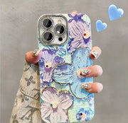 Luxury Flowers Glitter Laser Phone Case For iPhone 16 Pro Max