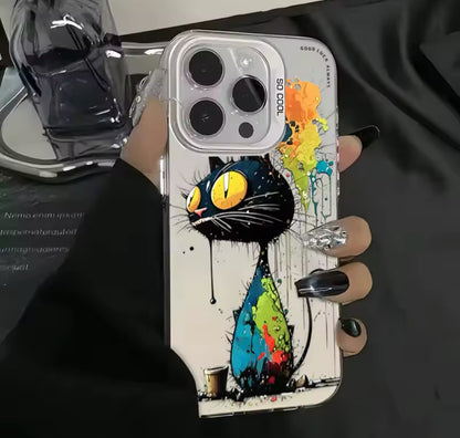 Personalized graffiti Cartoon Cat Phone Case For iPhone