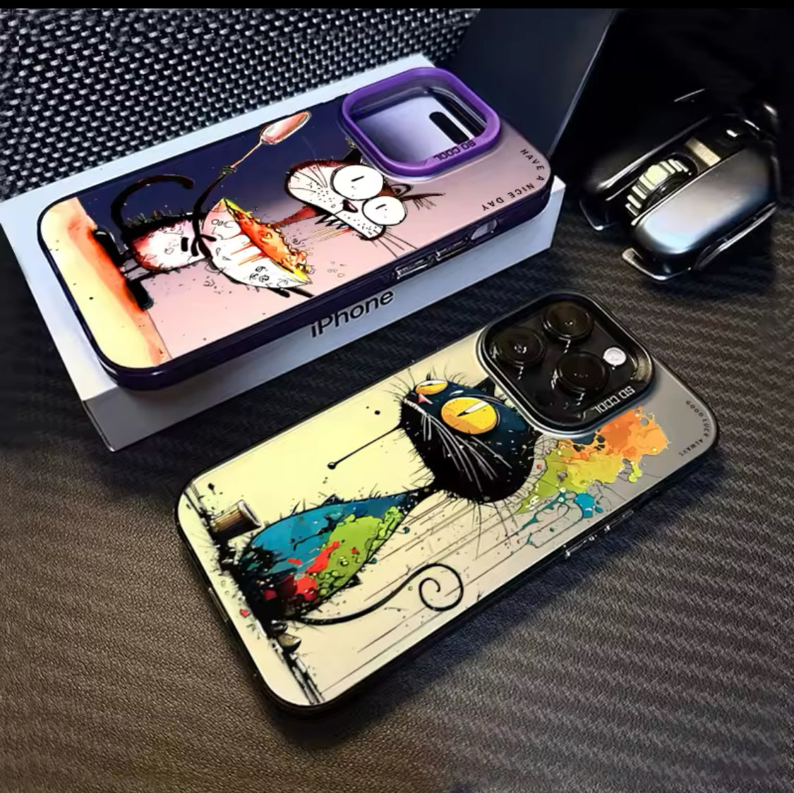 Personalized graffiti Cartoon Cat Phone Case For iPhone