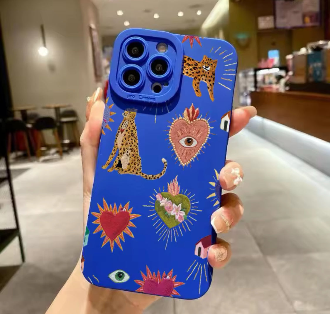 For iPhone 16 Pro Case Floral Leopard Eyes Silicone Phone Case For iPhone