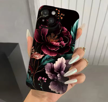 Vintage Floral Pattern Soft TPU Protective Phone Case for iPhone